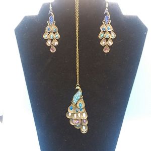 Peacock necklace and earrings